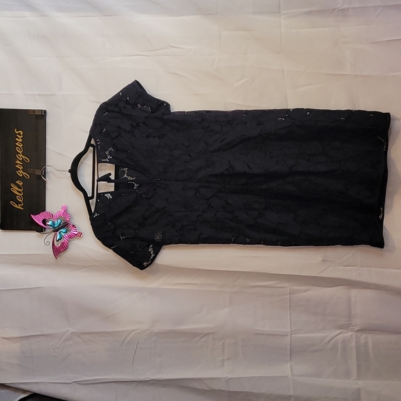 Loft Short Sleeve Black Lace dress Size 6 - Picture 2 of 8
